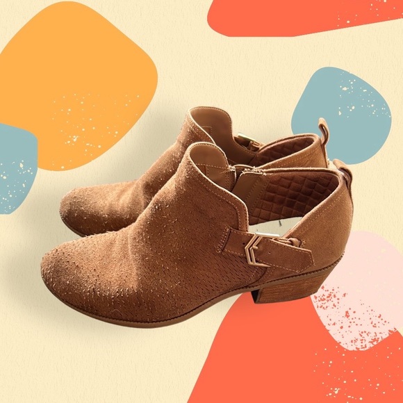 Dr. Scholl’s 7.5 Brown Faux Suede Heel Bootie Boots - Picture 2 of 8